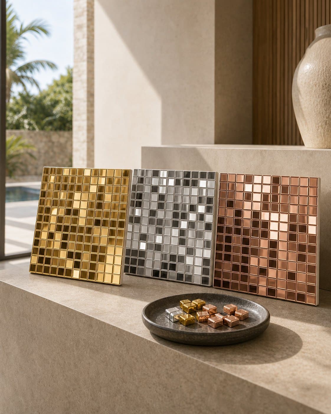 Gold and silver mosaic